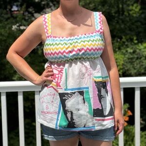 Vintage New Kids on the Block Colorful Zigzag Women's Tank Top, Concert Ready!